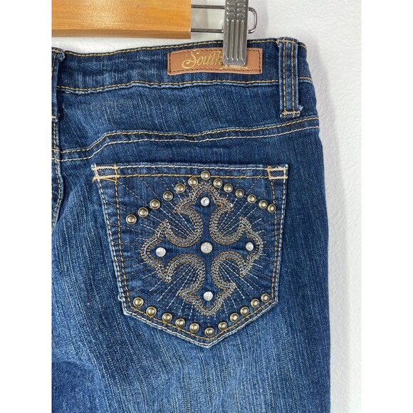 Southpole Jeans Womens Size 7 (28x29) Low Rise Y2K Jeans Studded Pockets Bootcut - Picture 6 of 15